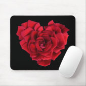 Tapis De Souris Rouge Rose Coeur Noir (Avec souris)