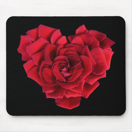 Tapis De Souris Rouge Rose Coeur Noir (Devant)