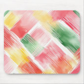Tapis De Souris Rouge Vert Jaune Rayures Abstraites (Devant)