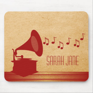 Tapis De Souris Rouge Vintage Gramophone Mousepad