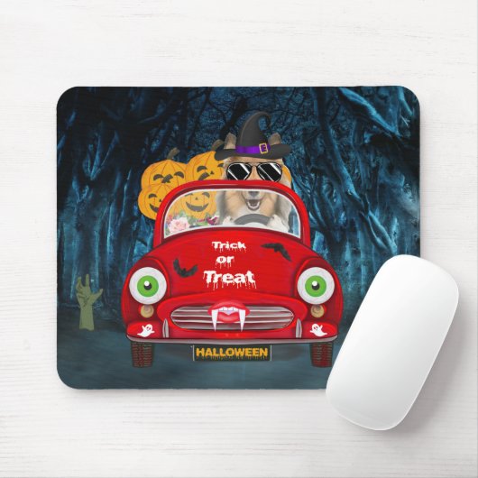 Tapis De Souris Rough Collie Chien Conduite Voiture Effrayant Hall (Avec souris)