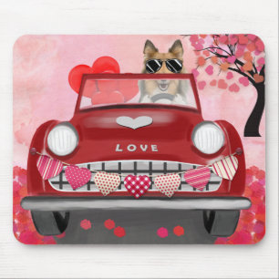Tapis De Souris Rough Collie Chien Voiture avec coeurs Saint-Valen