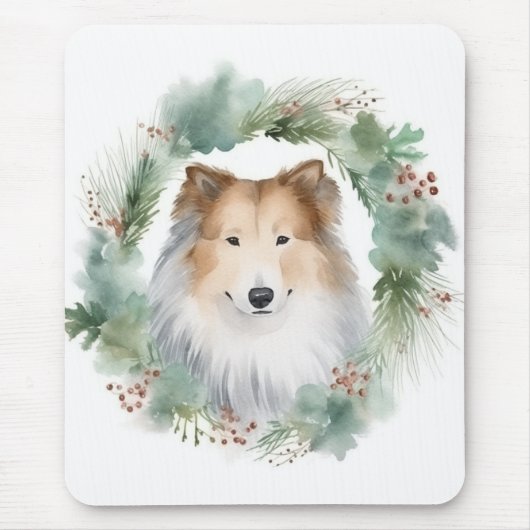 Tapis De Souris Rough Collie Christmas Wreath Festive Pup (Devant)