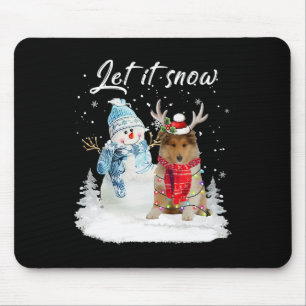 Tapis De Souris Rough Collie Père Noël Chien Noël Snowman Xmas Paj