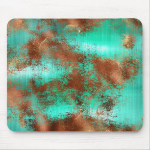 Tapis De Souris Rouille Turquoise Abstrait