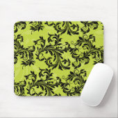 Tapis De Souris Rouleaux feuillus verts et noirs Mousepad (Avec souris)