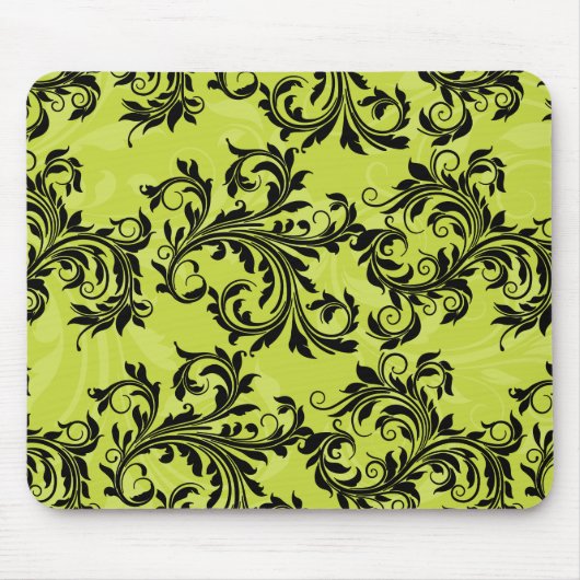 Tapis De Souris Rouleaux feuillus verts et noirs Mousepad (Devant)