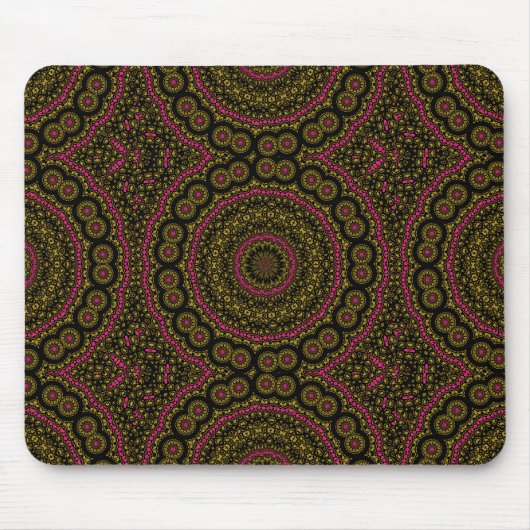Tapis De Souris Roulette en or rose et noir Kaleidscope (Devant)