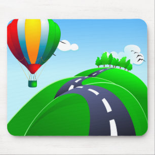 Tapis De Souris Route à flanc de colline avec ballons, mousepad