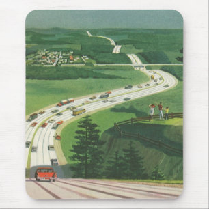 Tapis De Souris Routes américains panoramiques vintage, road trip 