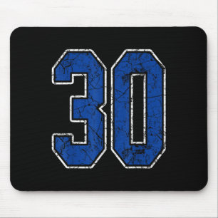 Tapis De Souris Royal Blue and White Numéro 30 Joueur Jersey Unifo