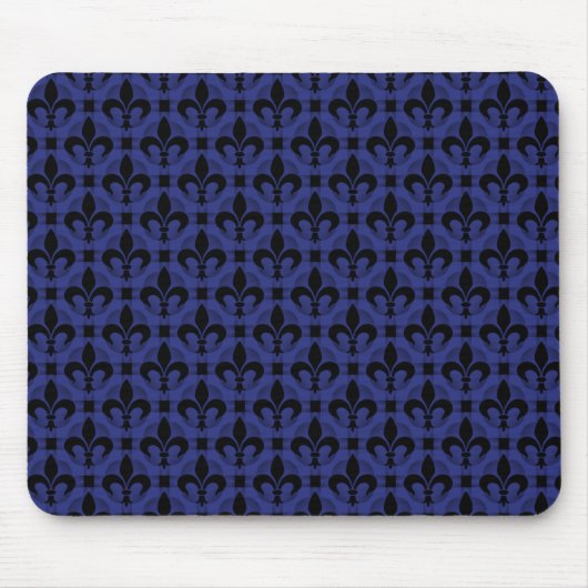 Tapis De Souris Royal Blue Fancy Fleur de lis Mousepad (Devant)