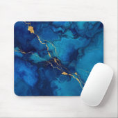 Tapis De Souris Royal Blue Marble Gold Accent Mousepad (Avec souris)