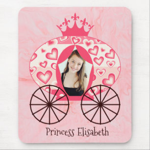 Tapis De Souris Royal Pink Princess Carriage Marble Birthday