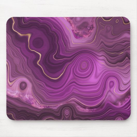 Tapis De Souris Royal Purple Et Gold Agate Abstrait (Devant)
