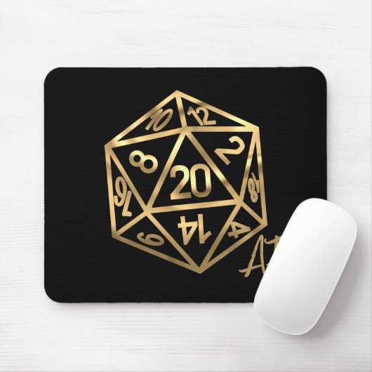 Tapis De Souris RPG Crit AF | Gold Retro Tabletop Roleplayer Dice (Avec souris)
