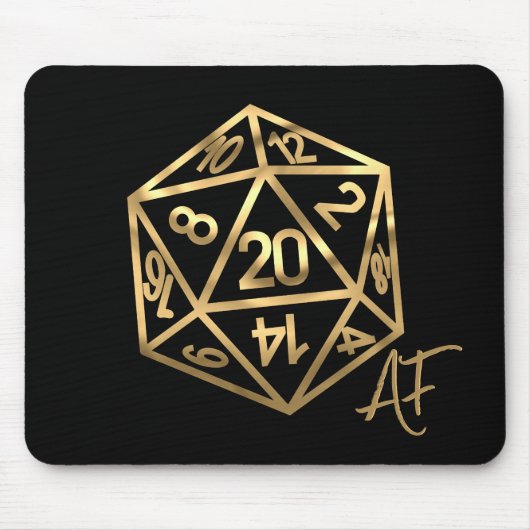 Tapis De Souris RPG Crit AF | Gold Retro Tabletop Roleplayer Dice (Devant)