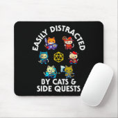 Tapis De Souris Rpg Gamer Cats Side Quest Funny Nerd Adhd Cat Men (Avec souris)