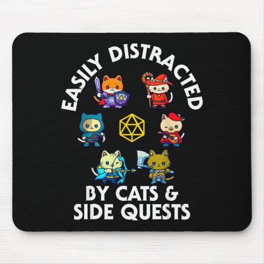 Tapis De Souris Rpg Gamer Cats Side Quest Funny Nerd Adhd Cat Men (Devant)