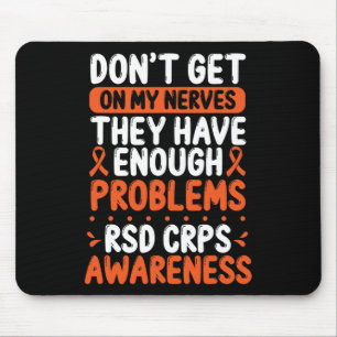 Tapis De Souris RSD CRPS Warrier Orange Ribbon sur mes Nerves CRPS