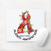 Tapis De Souris Ruban 1 de fleur d'AUTISME (Avec souris)