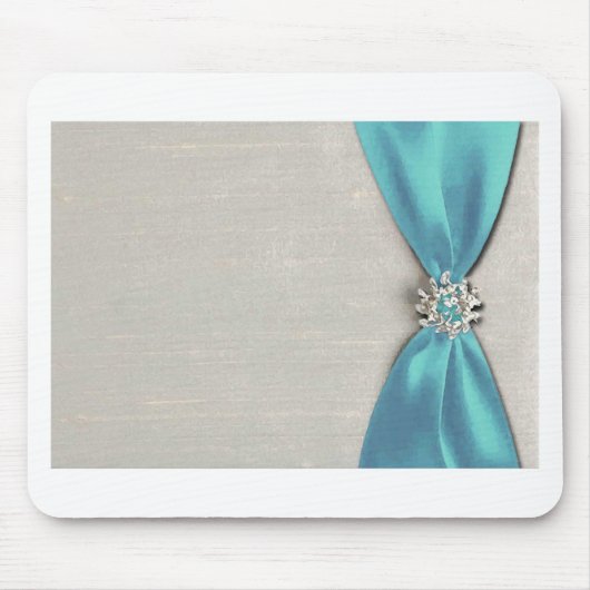 Tapis De Souris ruban bleu de satin avec la copie de bijou (Devant)