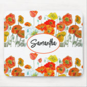Tapis De Souris Ruban de fleur aquarelle coquelicot orange rouge (Devant)