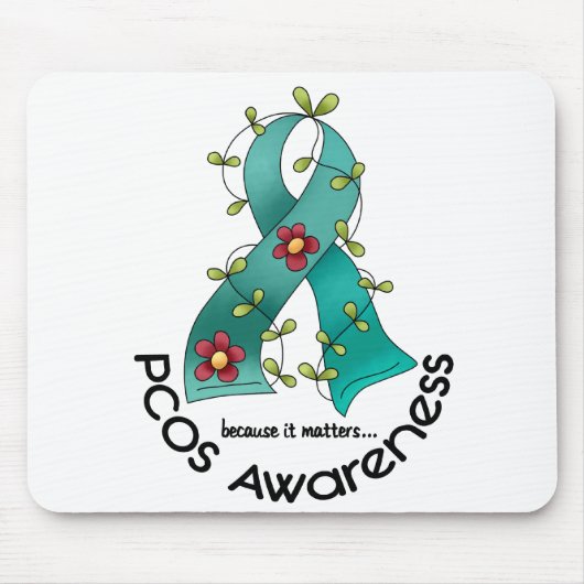 Tapis De Souris Ruban de fleur de PCOS (Devant)