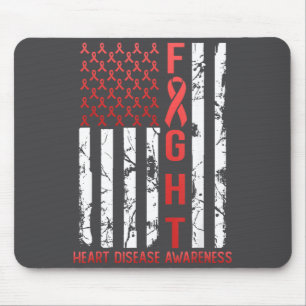 Tapis De Souris Ruban de la maladie cardiaque Février Drapeau Usa