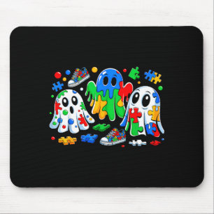 Tapis De Souris Ruban de puzzle coloré de fantôme d'Halloween Sens