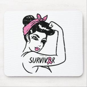 Tapis De Souris Ruban de sensibilisation au cancer du sein surviva