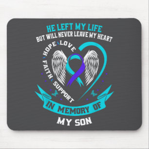 Tapis De Souris Ruban de sensibilisation au suicide sarcelle et vi