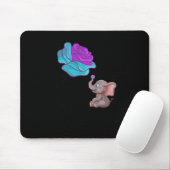 Tapis De Souris Ruban graphique éléphant fleur de sensibilisation (Avec souris)