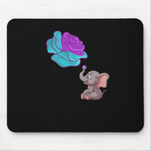 Tapis De Souris Ruban graphique éléphant fleur de sensibilisation 