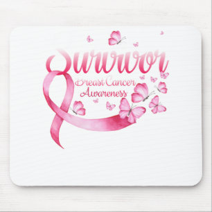 Tapis De Souris Ruban Papillons Roses Sensibilisation au Cancer du