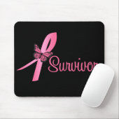 Tapis De Souris Ruban rose papillon - Cancer du sein Survivant (Avec souris)