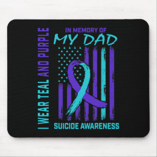 Tapis De Souris Ruban turquoise Violet En Mémoire De Papa Suicide 