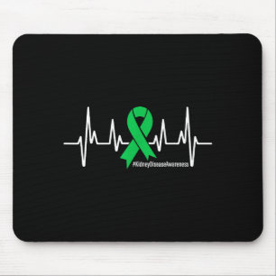 Tapis De Souris Ruban Vert Battement de Cœur Maladie Rénale Sensib