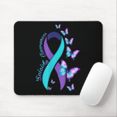 Tapis De Souris Ruban violet sarcelle de sensibilisation à la prév (Avec souris)