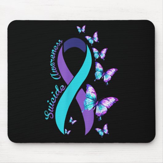 Tapis De Souris Ruban violet sarcelle de sensibilisation à la prév (Devant)