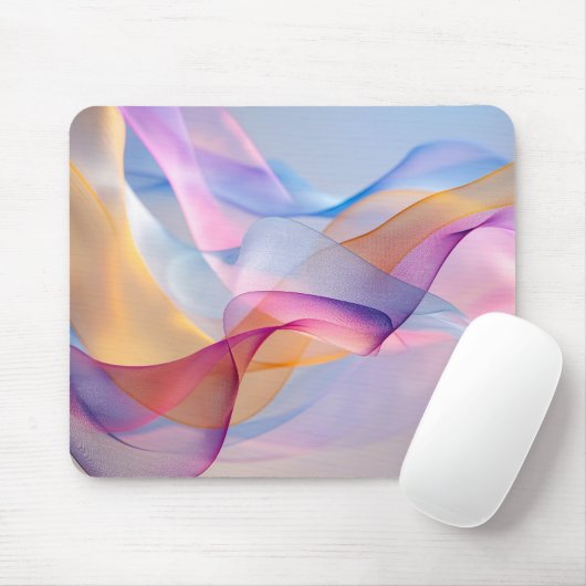 Tapis De Souris Rubans colorés abstraits ondoyants (Avec souris)