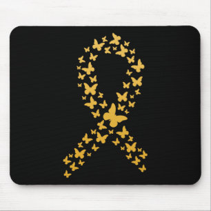 Tapis De Souris Rubans Papillons Dorés Enfance Cancer Alerte