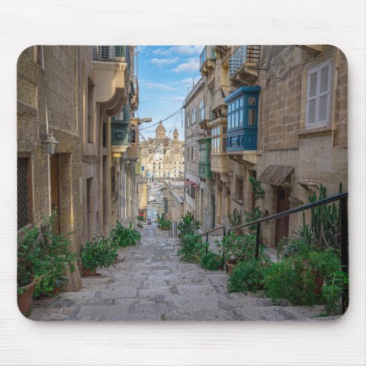 Tapis De Souris Rue de pierre étroite à Malte (Devant)