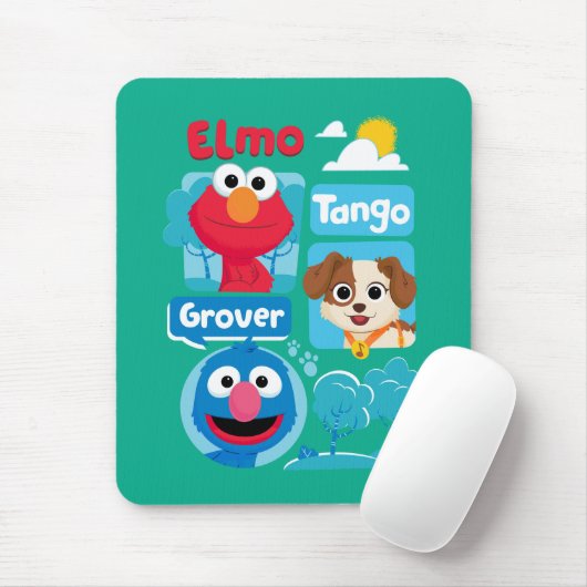 Tapis De Souris Rue Sésame | Elmo, Tango, & Grover Park Graphic (Avec souris)