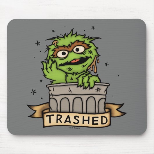Tapis De Souris Rue Sésame | Oscar the Grouch Trashed (Devant)