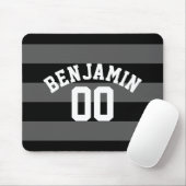 Tapis De Souris Rugby argenté noir et gris Numéro de nom (Avec souris)