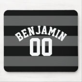 Tapis De Souris Rugby argenté noir et gris Numéro de nom (Devant)