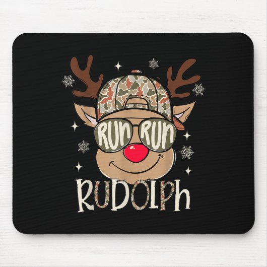 Tapis De Souris Run Rudolph Santa's Reindeer Christmas Camo Boys T (Devant)
