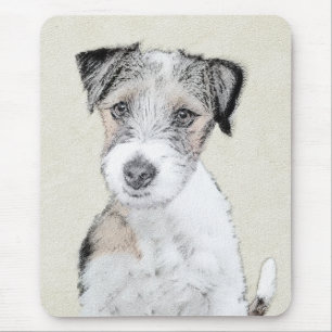 Tapis De Souris Russell Terrier Rough Painting - Art original du c