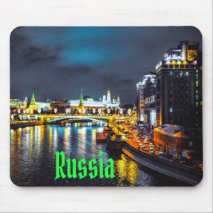 Tapis De Souris Russie ou Fédération de Russie Moscou la nuit